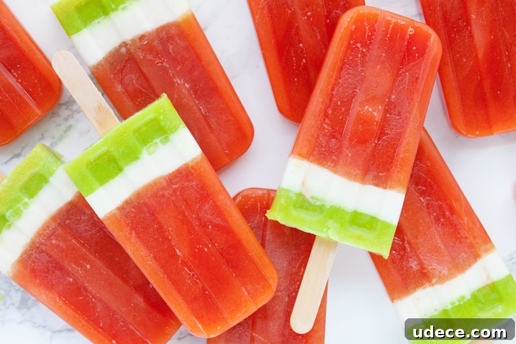 Strawberry and watermelon ice pops