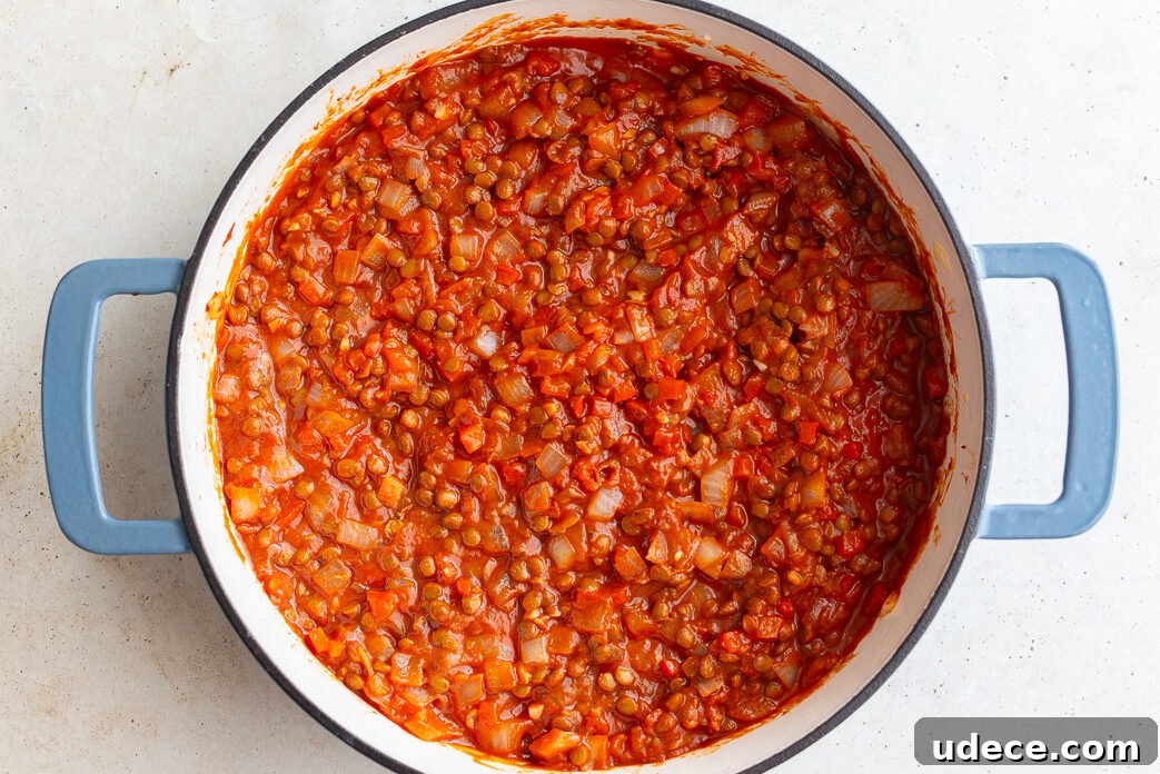 Vegan Lentil Sloppy Joes Recipe for Flavorful Plant-Based Sandwiches 8 how to make vegan sloppy joes: lentils cooked with tomato paste and onion