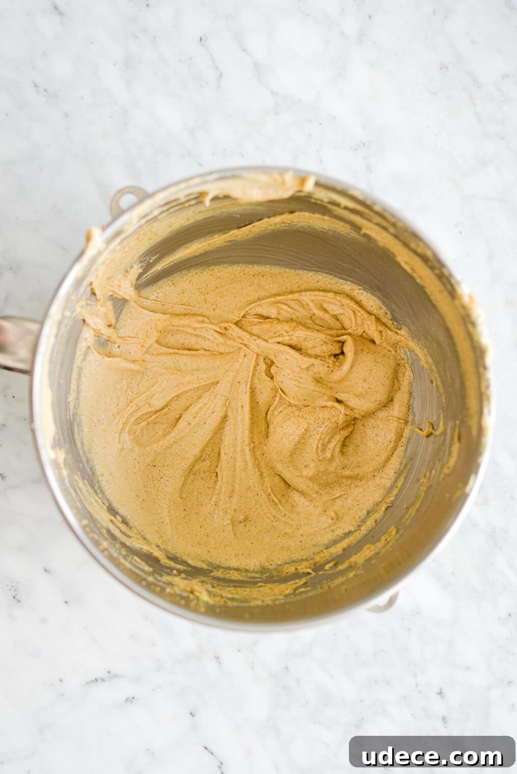 Cookie batter Cookie batter in a metal mixing bowl.