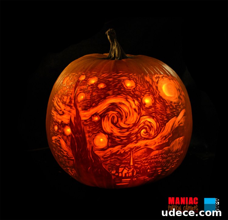 25+ Creative Pumpkin Carving Ideas for Halloween Decorations 12 Starry Night Carved Pumpkin | 25+ Creative Carved Pumpkin