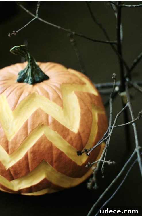 25+ Creative Pumpkin Carving Ideas for Halloween Decorations 18 Chevron Carved Pumpkin | 25+ Creative Carved Pumpkins