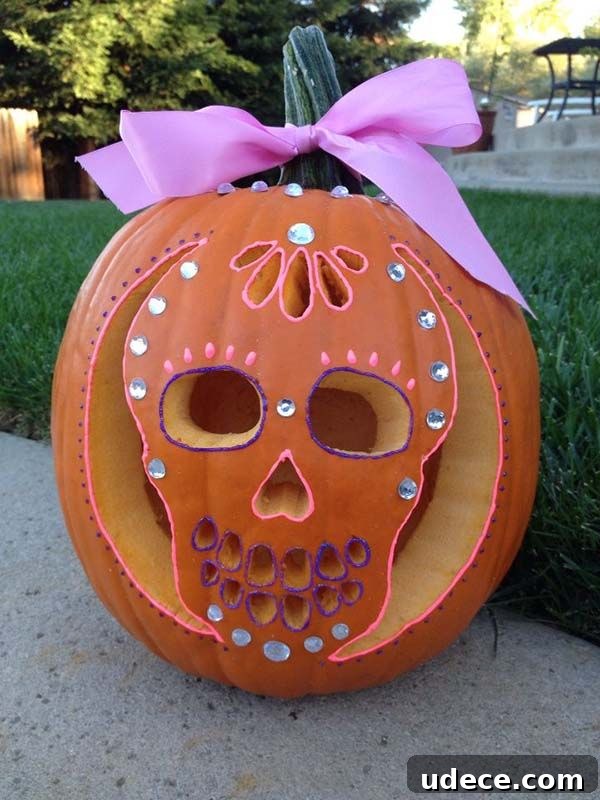 25+ Creative Pumpkin Carving Ideas for Halloween Decorations 27 Sugar Skull Carved Pumpkin | 25+ Creative Carved Pumpkins