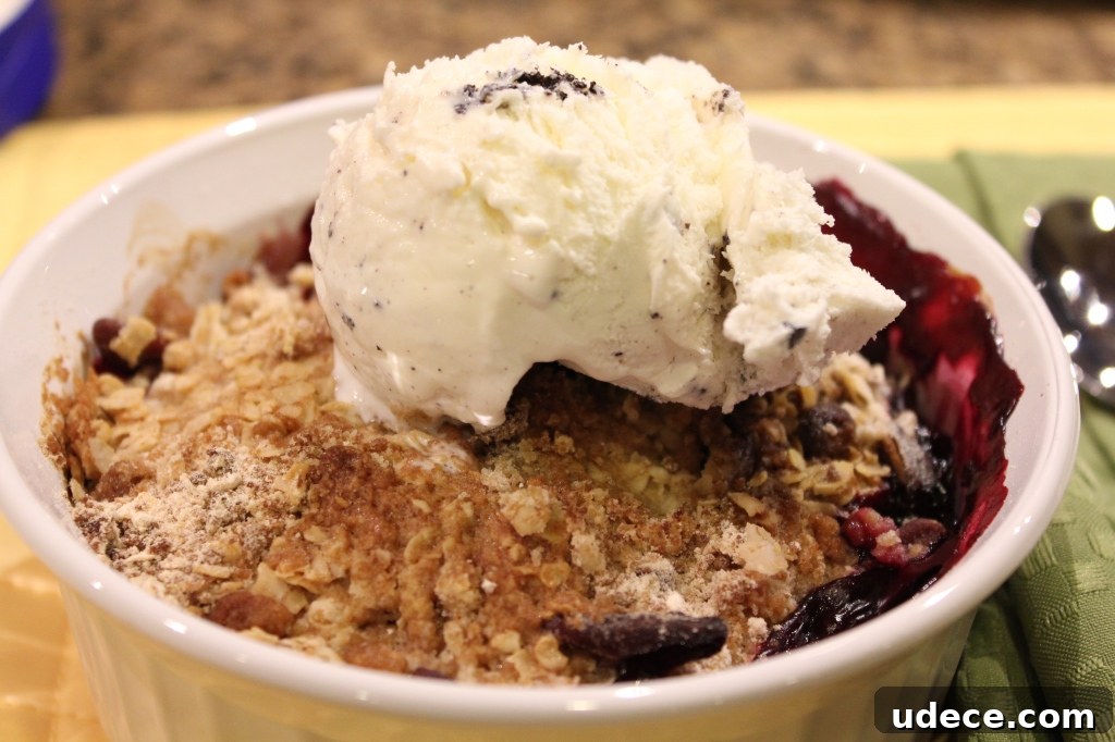 Berry crisp in a ramekin
