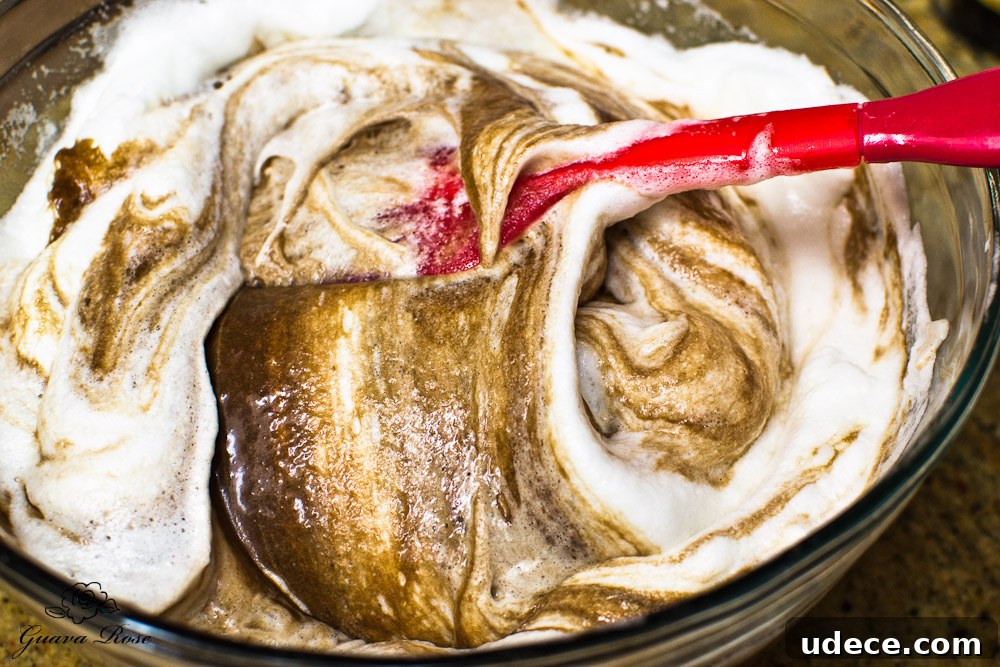 Folding egg whites into chocolate batter 2