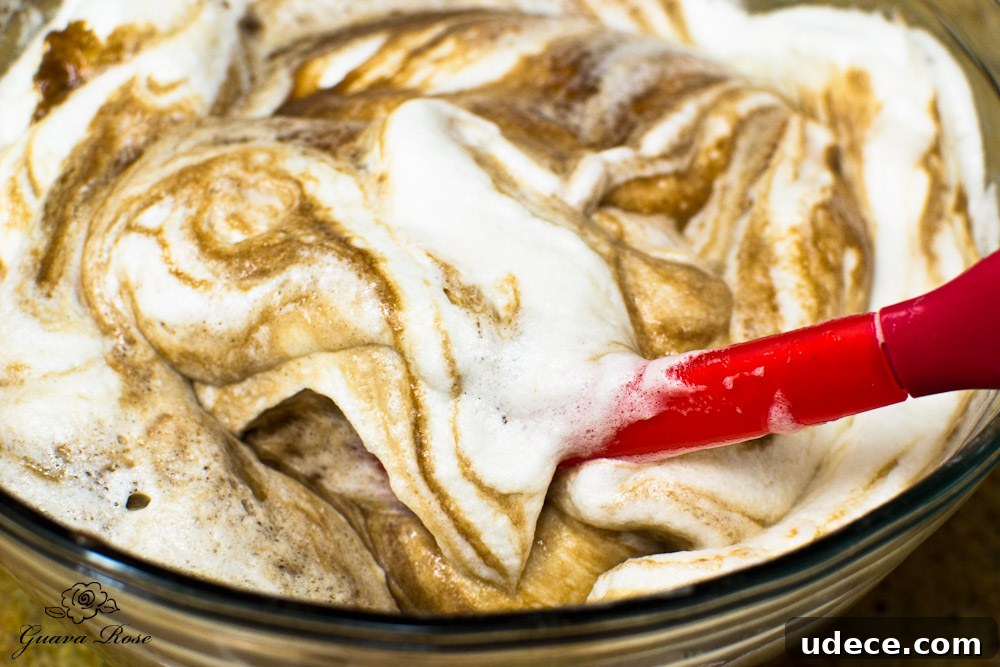 Folding egg whites into chocolate batter 3