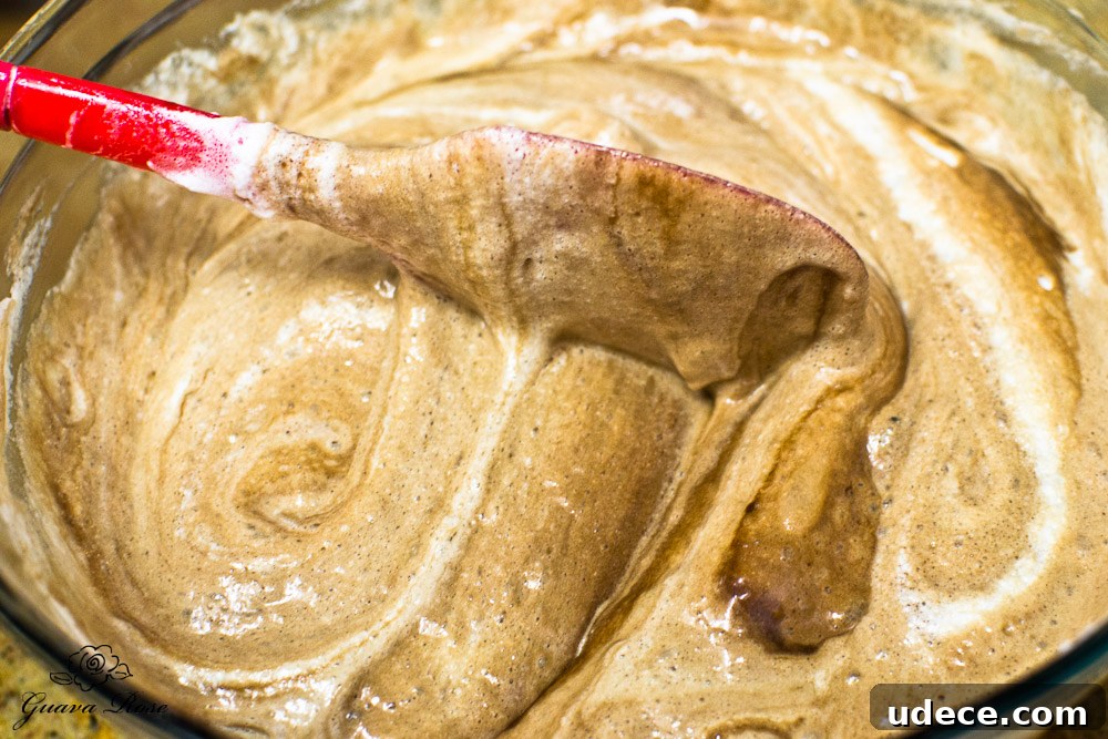 Folding egg whites into chocolate batter 5