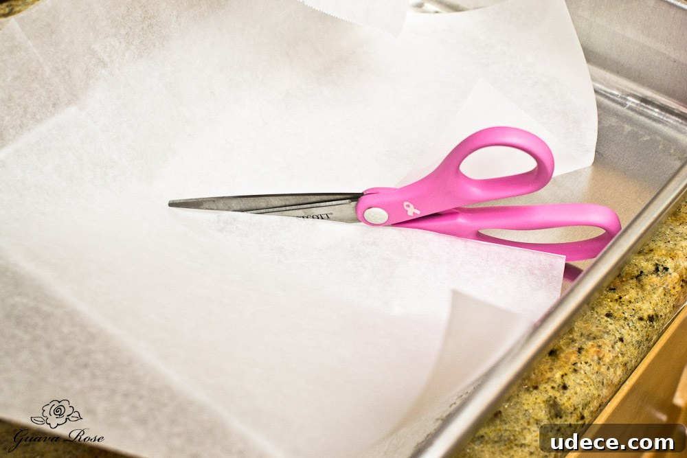 Cutting parchment paper to fit pan