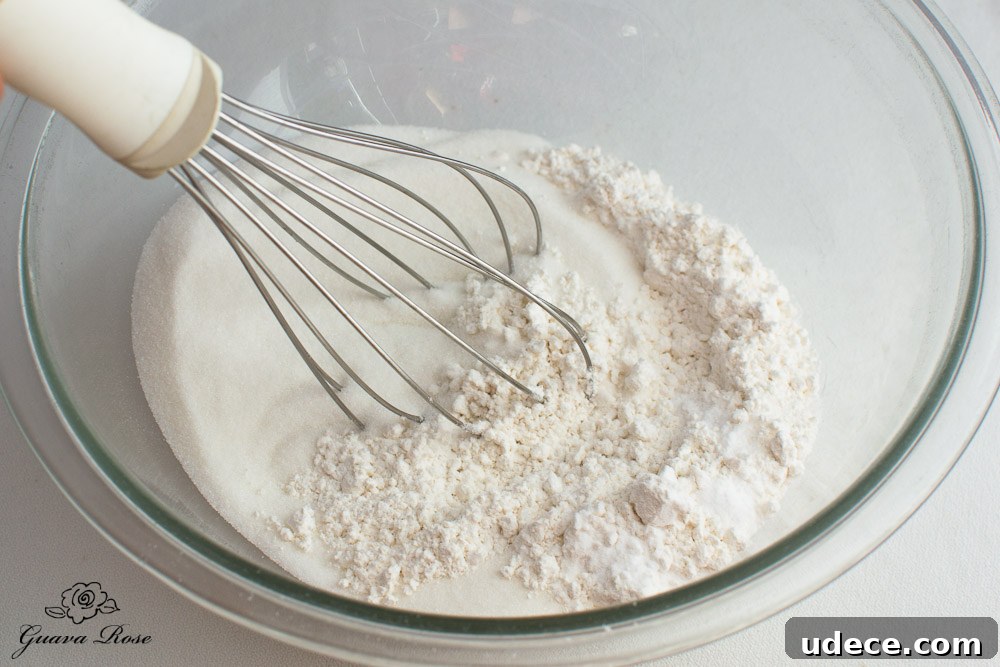 Whisking dry ingredients for chiffon cake