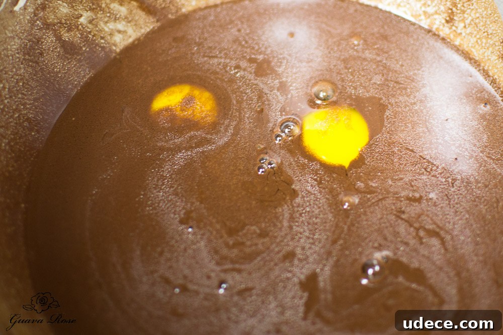 Eggs and vanilla added