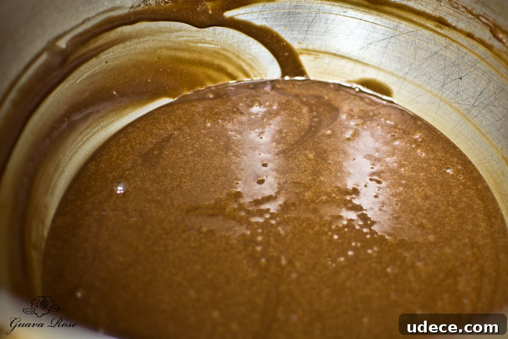 Blended chocolate cake batter