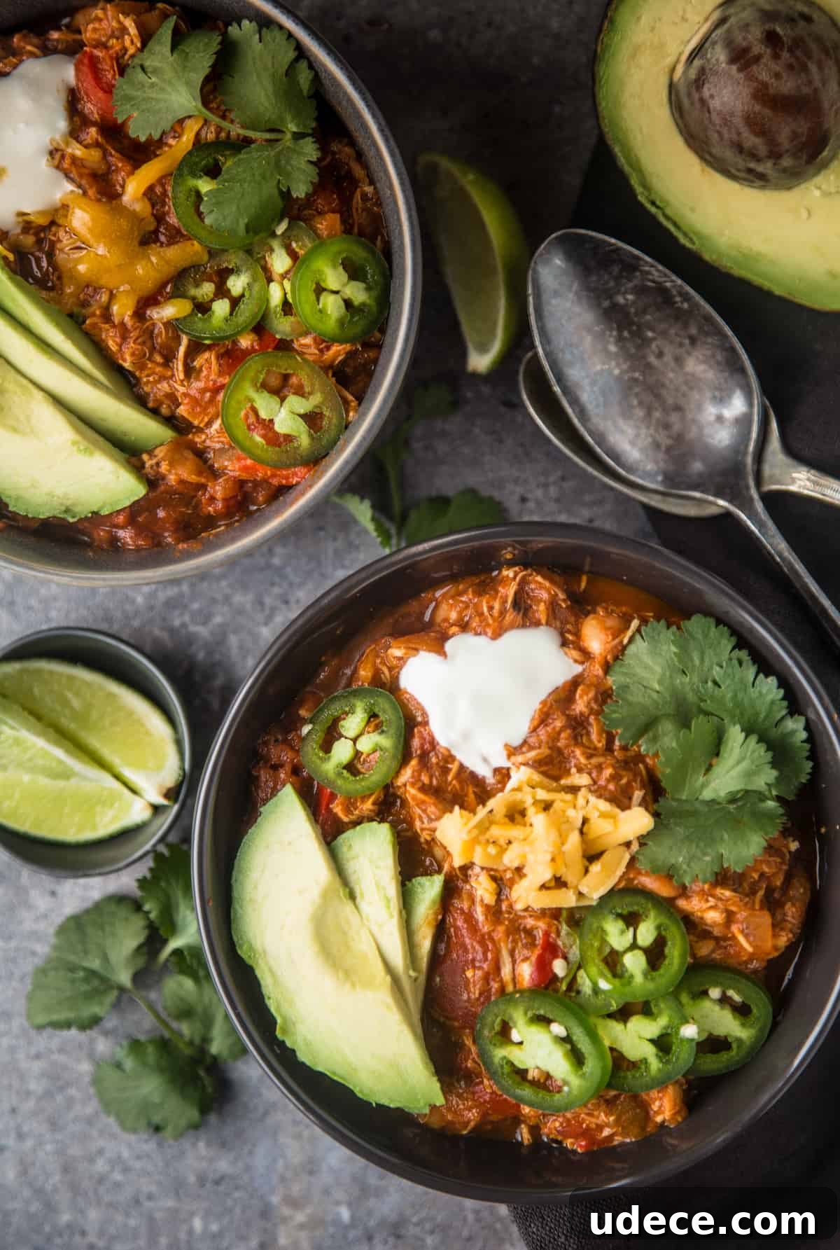 Smoked Chicken Chili Recipe: Hearty Texas-Style Slow-Smoked Chili 2 Two bowls of smoked chicken chili