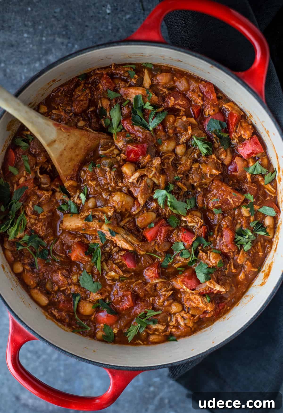 Smoked Chicken Chili Recipe: Hearty Texas-Style Slow-Smoked Chili 5 A pot full of smoked chicken chili