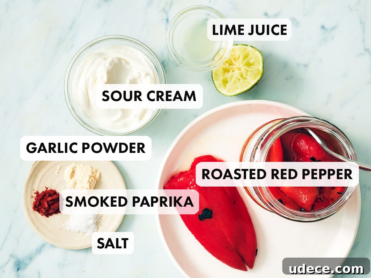 Smoky Roasted Red Pepper Crema Recipe 5 Ingredients to make smoky red pepper crema (FreshPrep copycat).