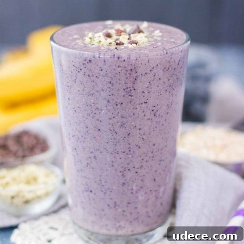 Blueberry Banana Smoothie with fresh fruits and oats