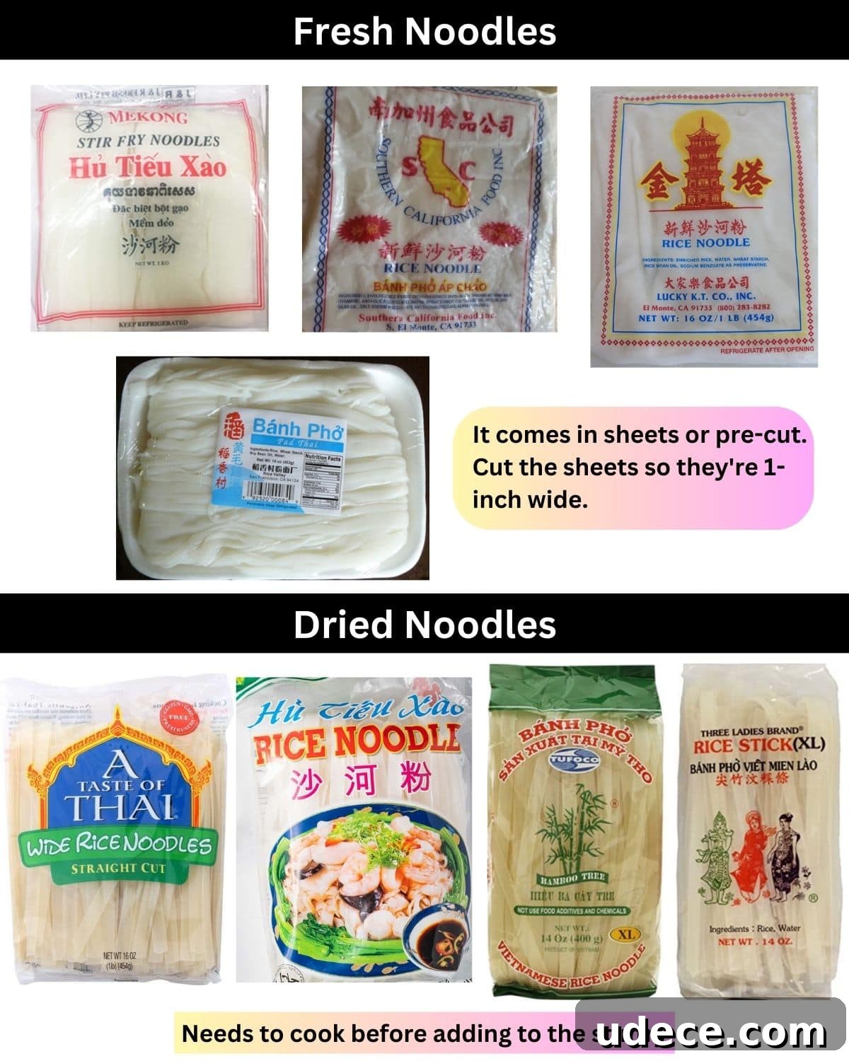 Vietnamese Stir-Fried Hủ Tiếu Noodles with Beef Recipe 3 Different types of fresh and dried rice noodles.