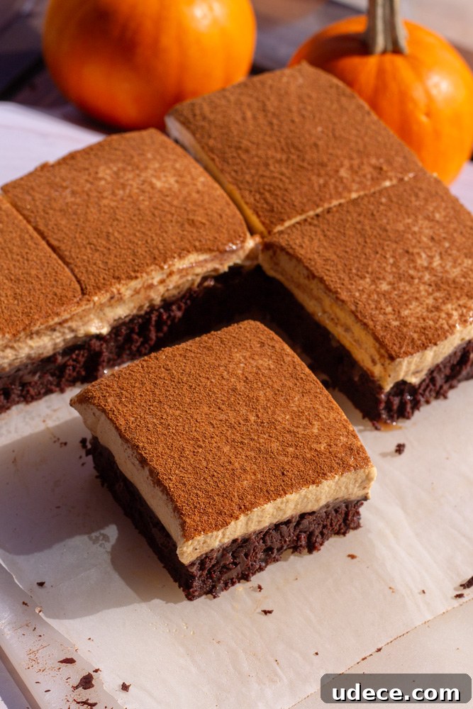 Chewy Pumpkin Brownies with Spiced Cream Cheese Swirl 12 pumpkin brownies