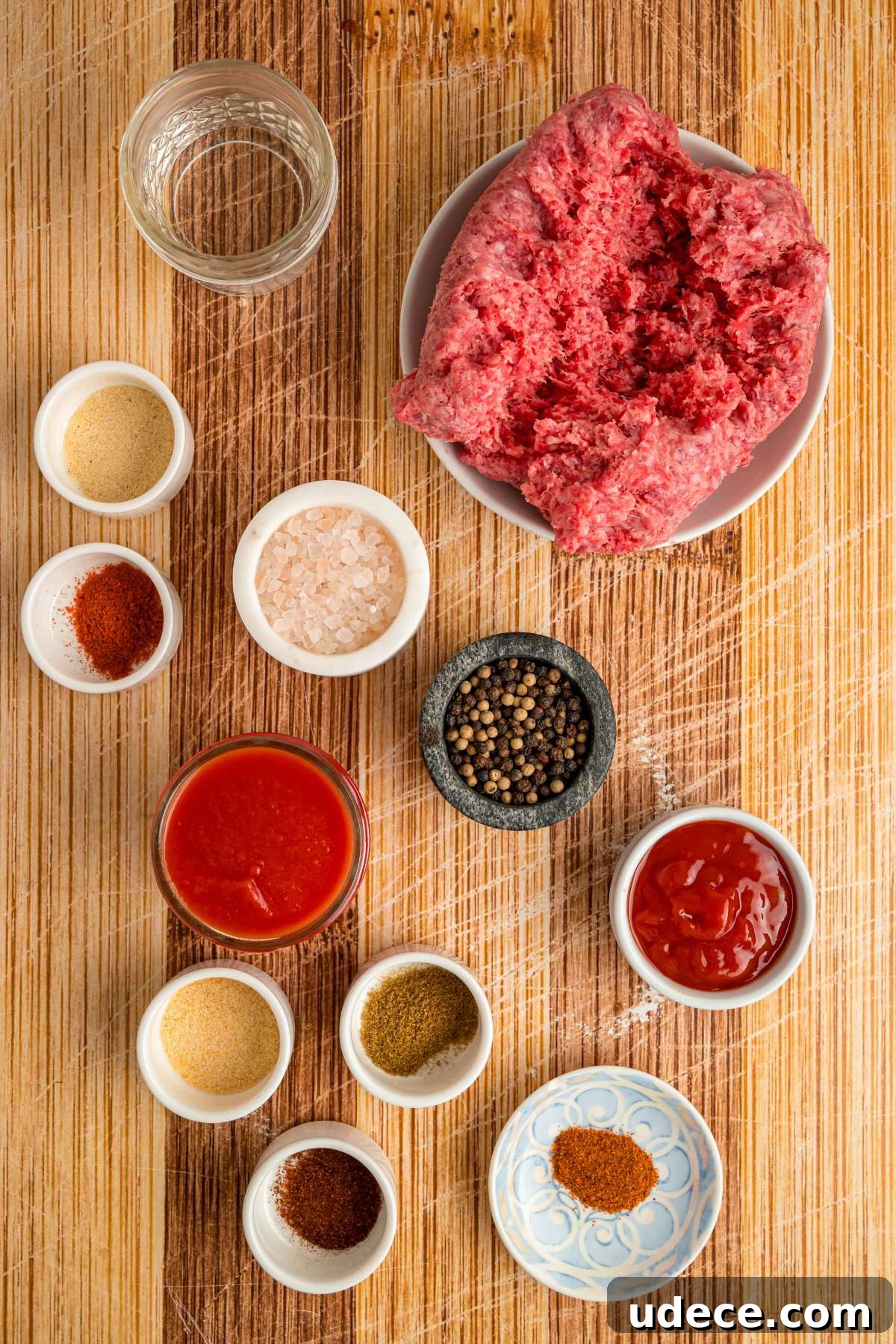 ingredients measured out in bowls on counter.