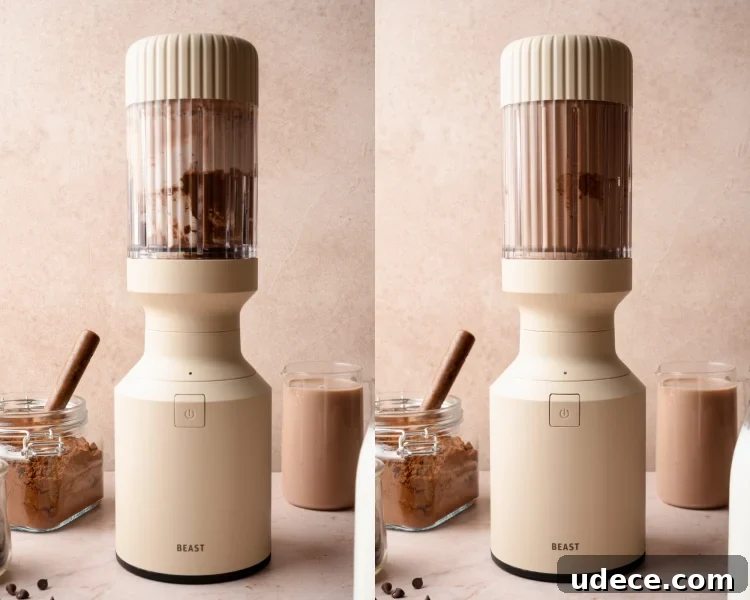 Blending chocolate ice cream base