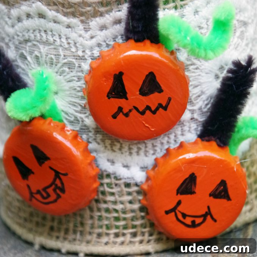 15 Creative Bottle Cap Crafts You Can Make Today 12 BOTTLE CAP PUMPKIN CRAFT