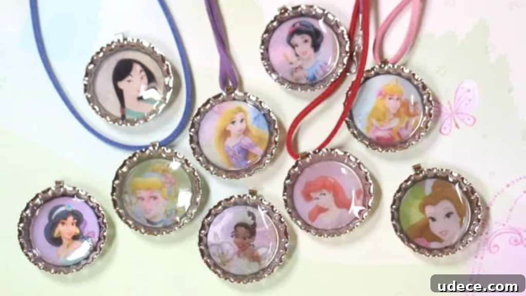 15 Creative Bottle Cap Crafts You Can Make Today 8 Disney Princess Bottle Cap Necklaces