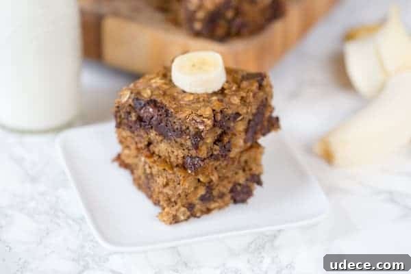 Dark Chocolate Banana Oat Bars Recipe — Chewy Snack Bars 2 Dark Chocolate Banana Oat Bars