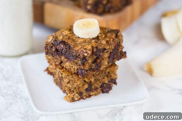 Dark Chocolate Banana Oat Bars Recipe — Chewy Snack Bars 4 Dark Chocolate Banana Oat Bars