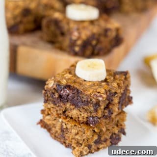 Dark Chocolate Banana Oat Bars Recipe — Chewy Snack Bars 5 Dark Chocolate Banana Oat Bars