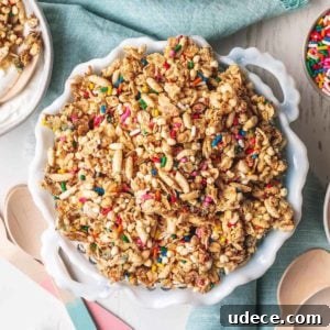Birthday Cake Granola Recipe — Gluten-Free Celebration Crunch 6 Birthday cake granola in an old fashioned candy dish.