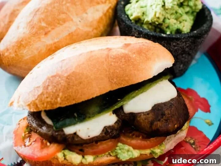 Image for Grilled Portobello Mushroom Torta with Roasted Poblano