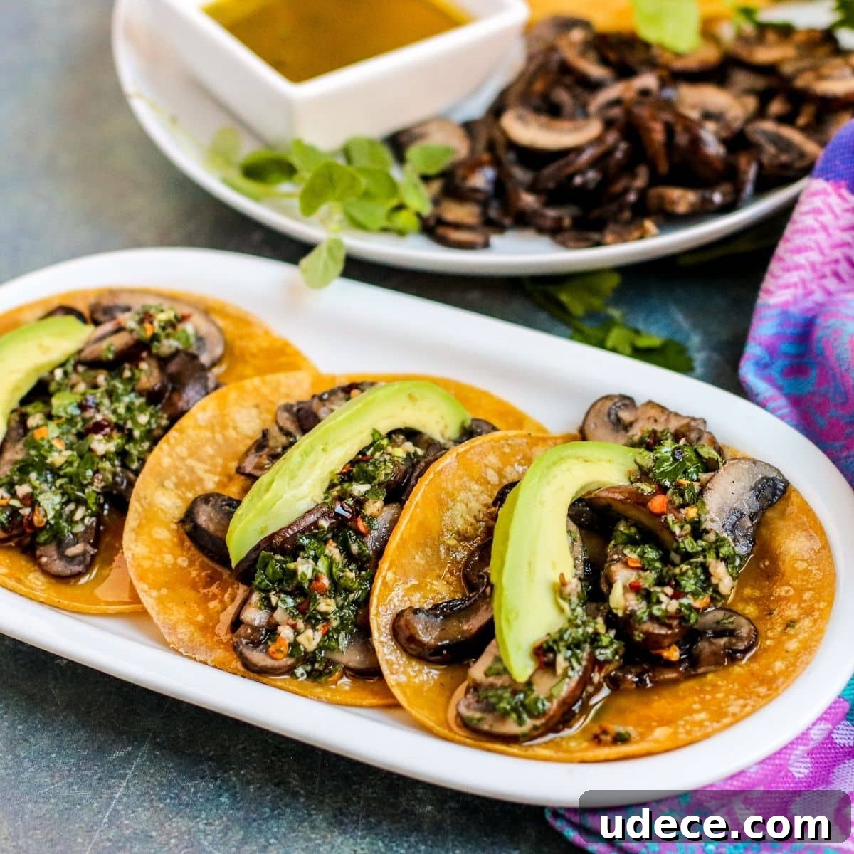Image for Easy Mushroom Tacos with Chimichurri Sauce