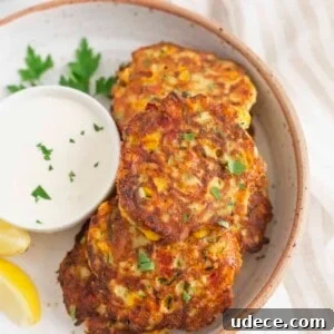 30+ Vegetarian Dinner Ideas That Make You Forget Meat Forever 23 A plate of zucchini corn fritters.