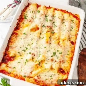 30+ Vegetarian Dinner Ideas That Make You Forget Meat Forever 26 Cheese manicotti in a baking dish.
