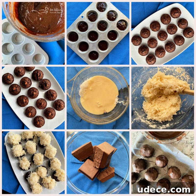 Almond Joy Brownie Bites collage