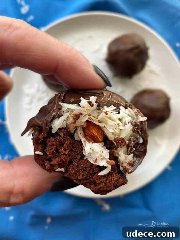 Almond Joy Brownie Bites close-up