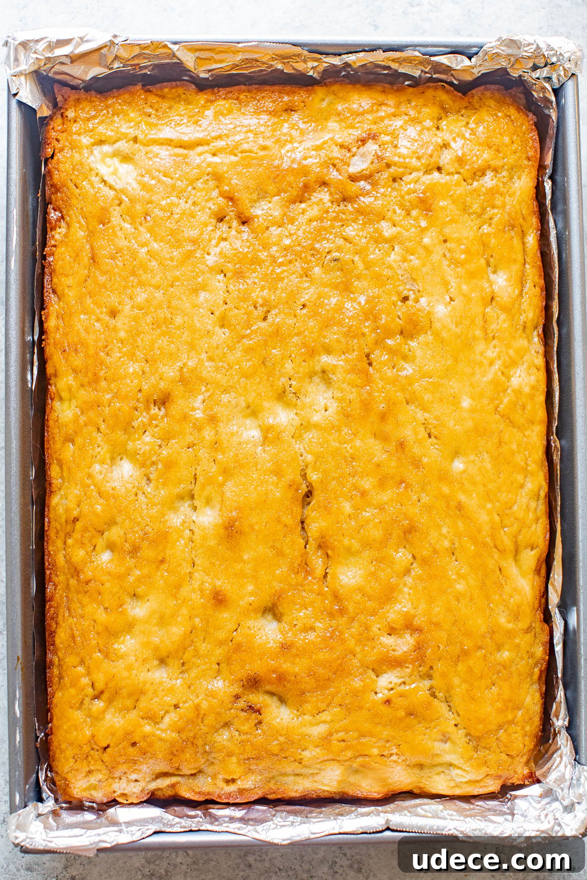 Baked banana cake in a pan. 