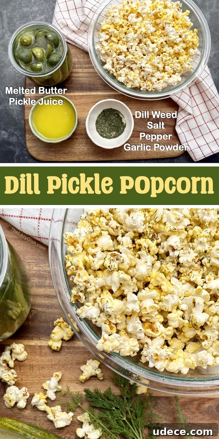 Check out this awesome recipe to upgrade regular microwave popcorn into something truly delicious. Dill pickle popcorn is so easy to make and it's crazy good! this easy recipe is fun to make for family movie nights, pajama parties, or even just a yummy snack when you're craving something buttery and salty.