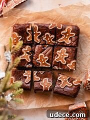 gingerbread brownies with piped decorations