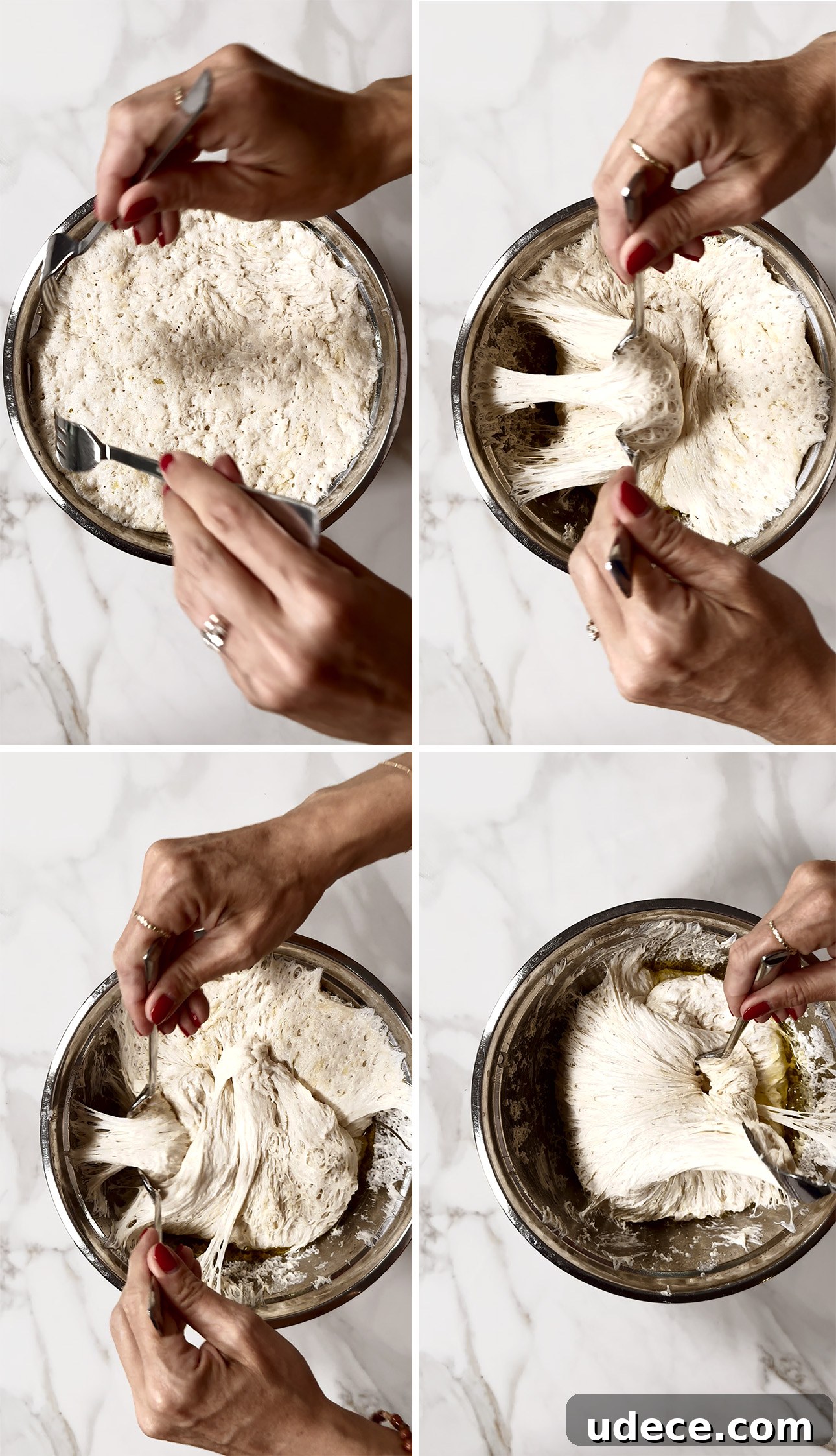 Two-fork technique for folding dough