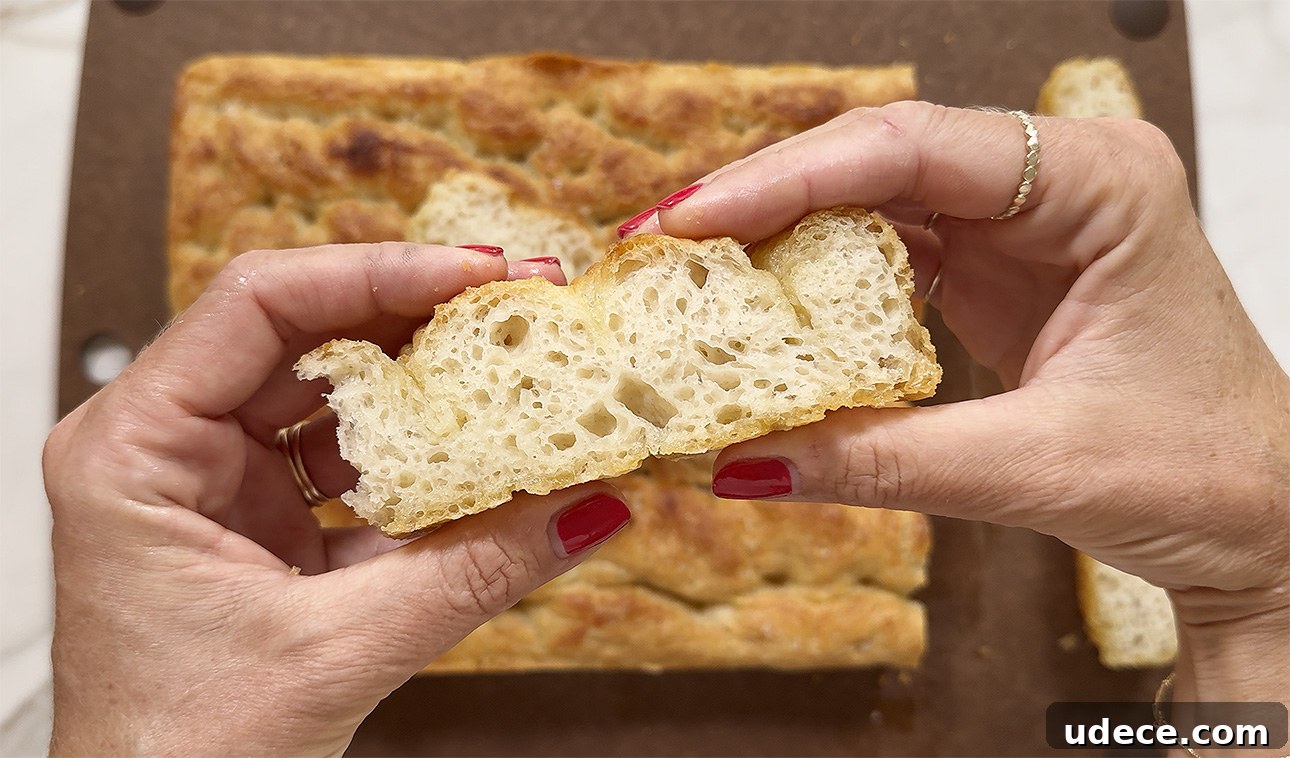 A freshly baked slice of focaccia