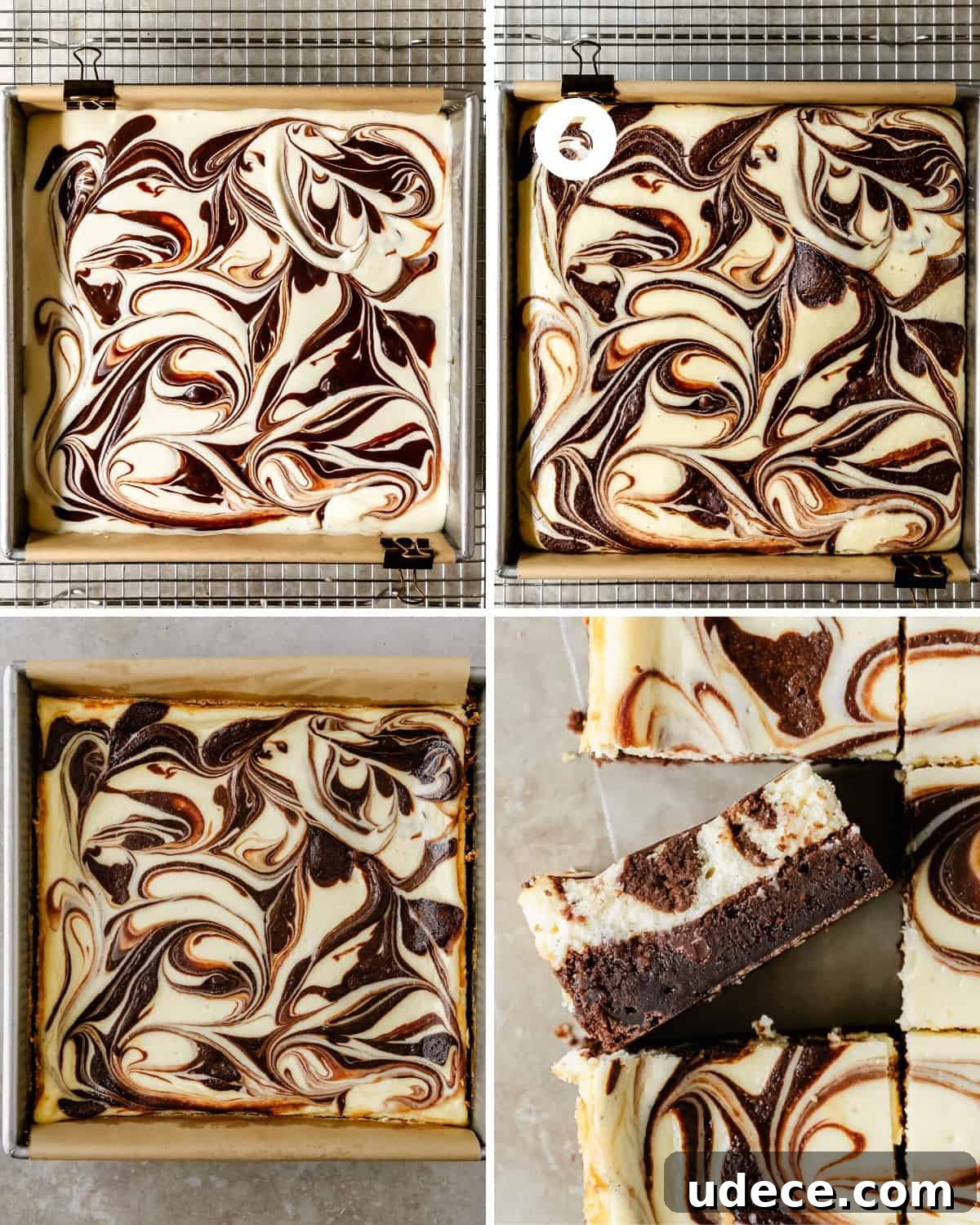 Bake until edges are set and slightly pulled away, center should jiggle. Cool and chill before slicing.