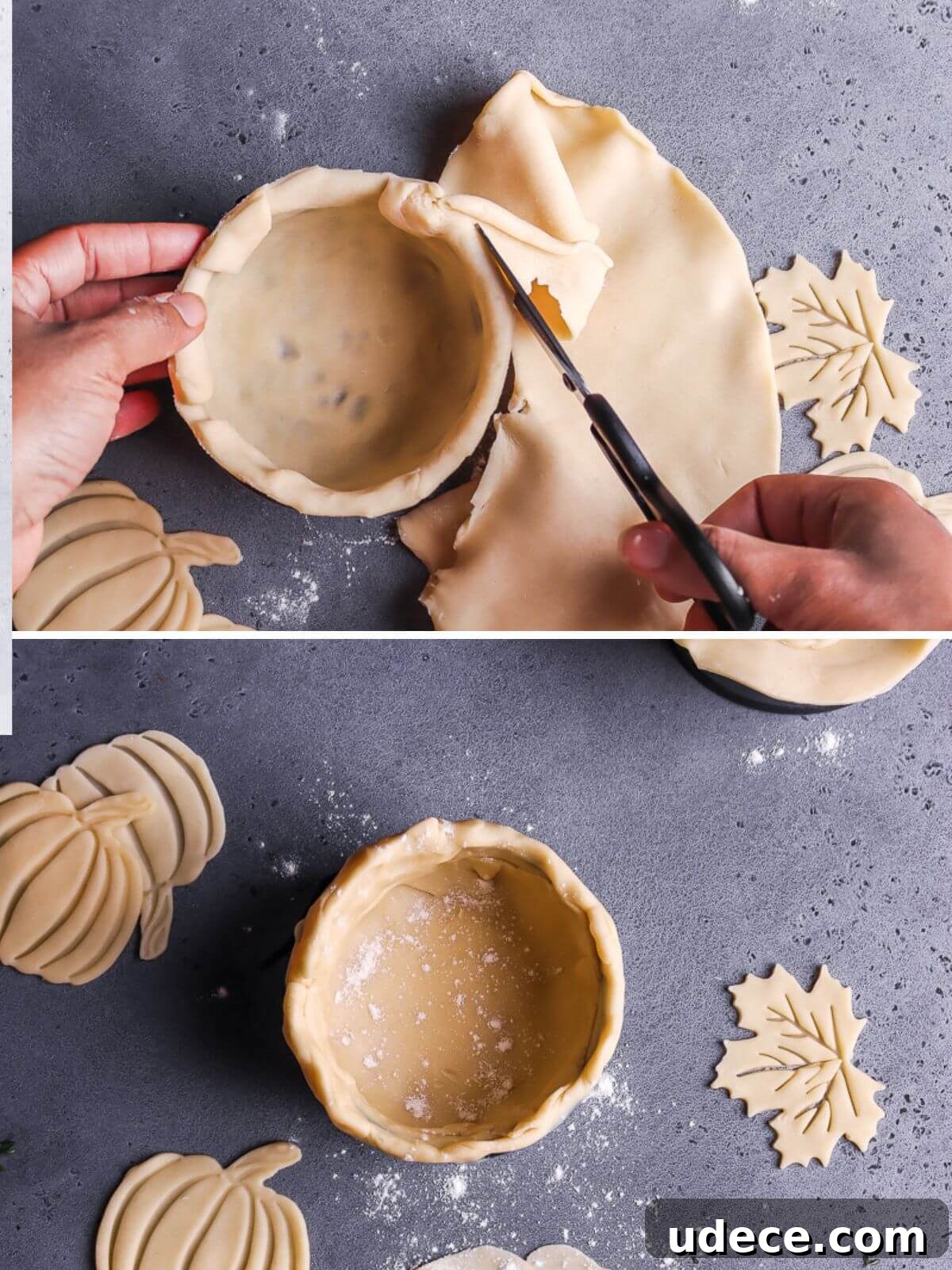 trimming the edges of the pumpkin 