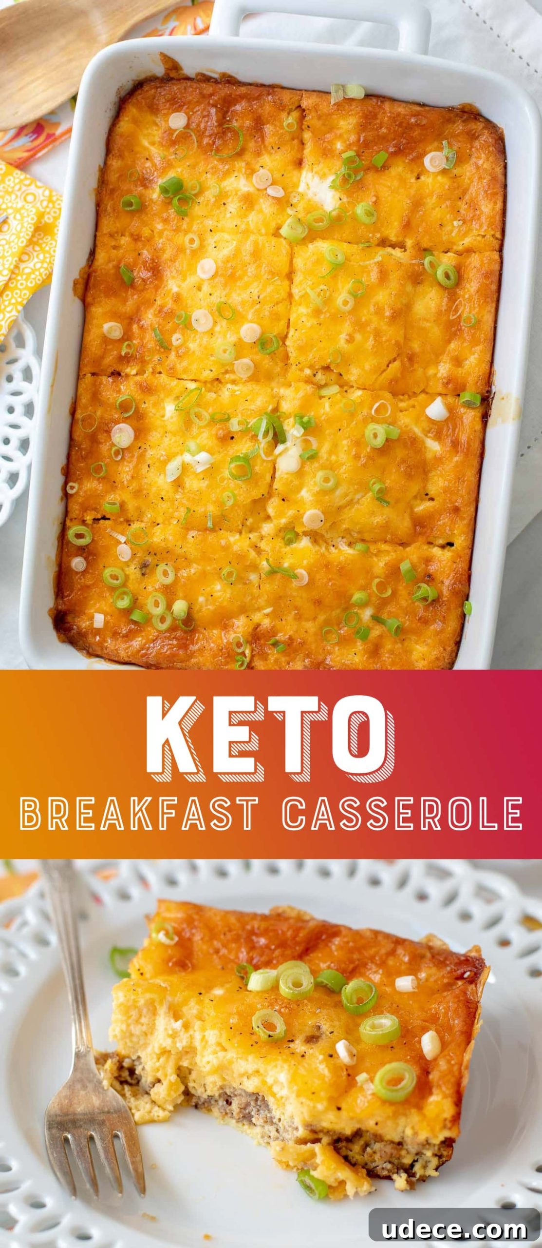 Keto Breakfast Casserole Recipe - Low Carb Egg Casserole - Breakfast Casserole - Ketogenic - Diet #Keto