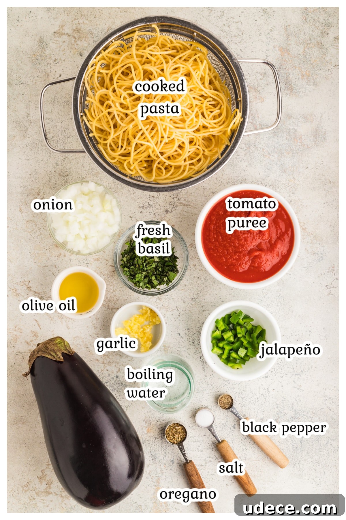 Ingredients for the recipe on a countertop.