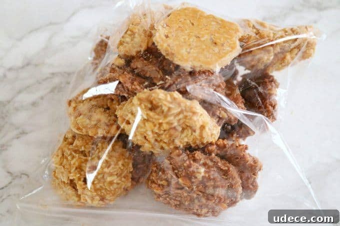 a plastic zip top bag of cookies. 