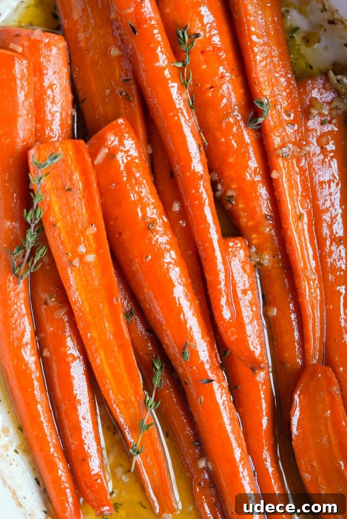 close up shot of maple glazed roasted carrots